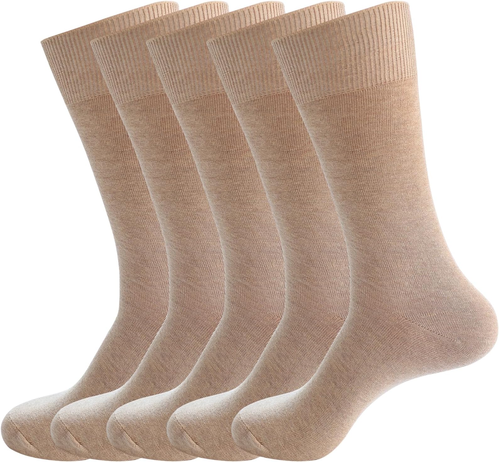 Men's Dress Socks 5 Pairs Mens Cotton Calf Business Formal Socks Soft Breathable Athletic Long Crew Casual Socks