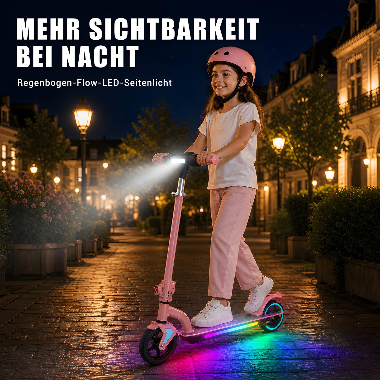 Trottinette électrique pour Enfants âgés de 6 à 16 Ans | 6/10/16 km/h, autonomie max. 16 km, lumières colorées, affichage LED, hauteur réglable, pliable, pour garçons et filles