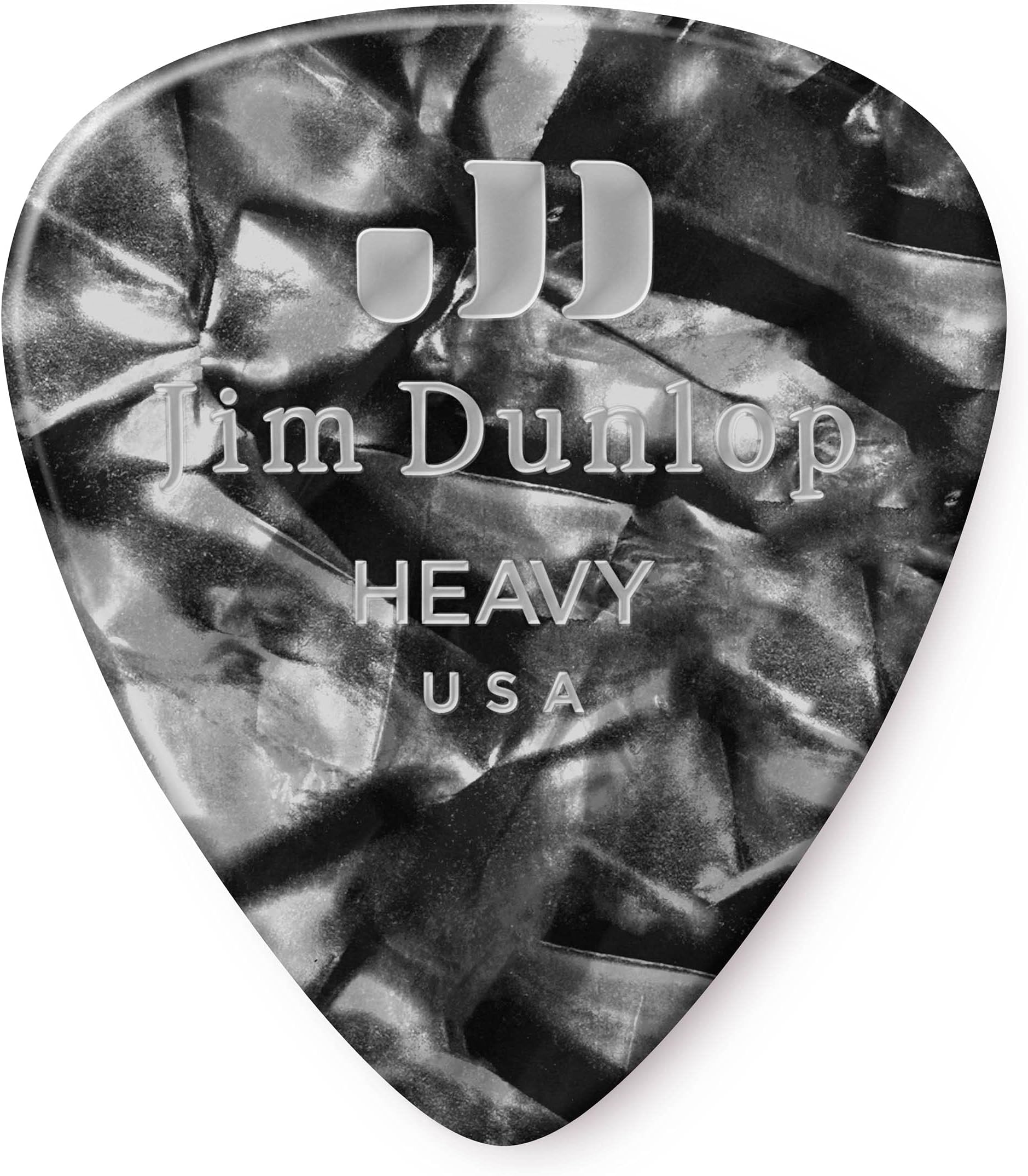 JIM DUNLOP 483P02HV Genuine Celluloid, Black Pearloid, Heavy, 12/Player's Pack