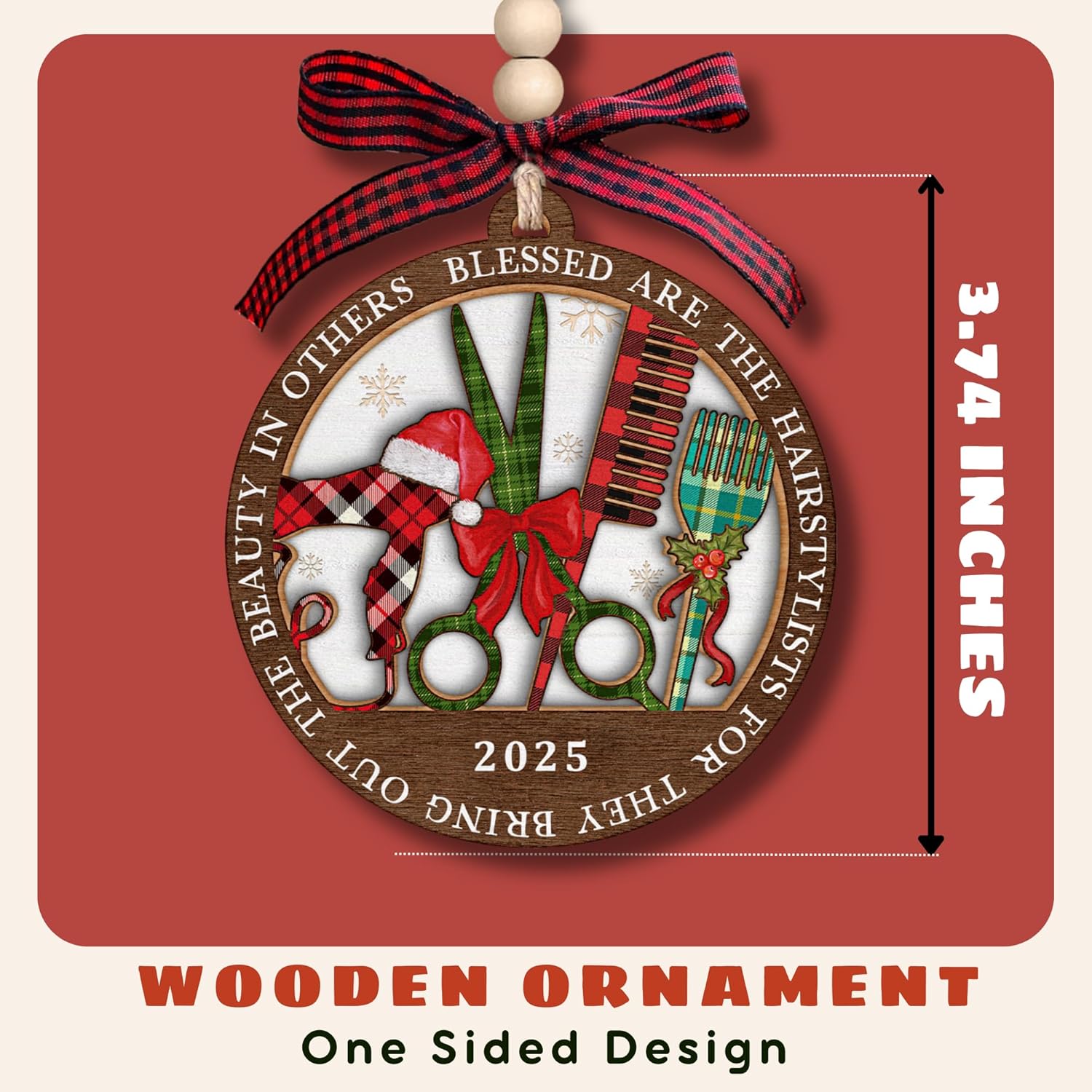 TUMSHANIP Hairdresser Ornament - Hairdresser Gifts for Women - Hair Stylist, Barber, Beautician, Cosmetology Ornaments - Gifts for Hairdressers Female, Hair Dresser, Cosmetologist - Wood Ornament 2025 - Image 2