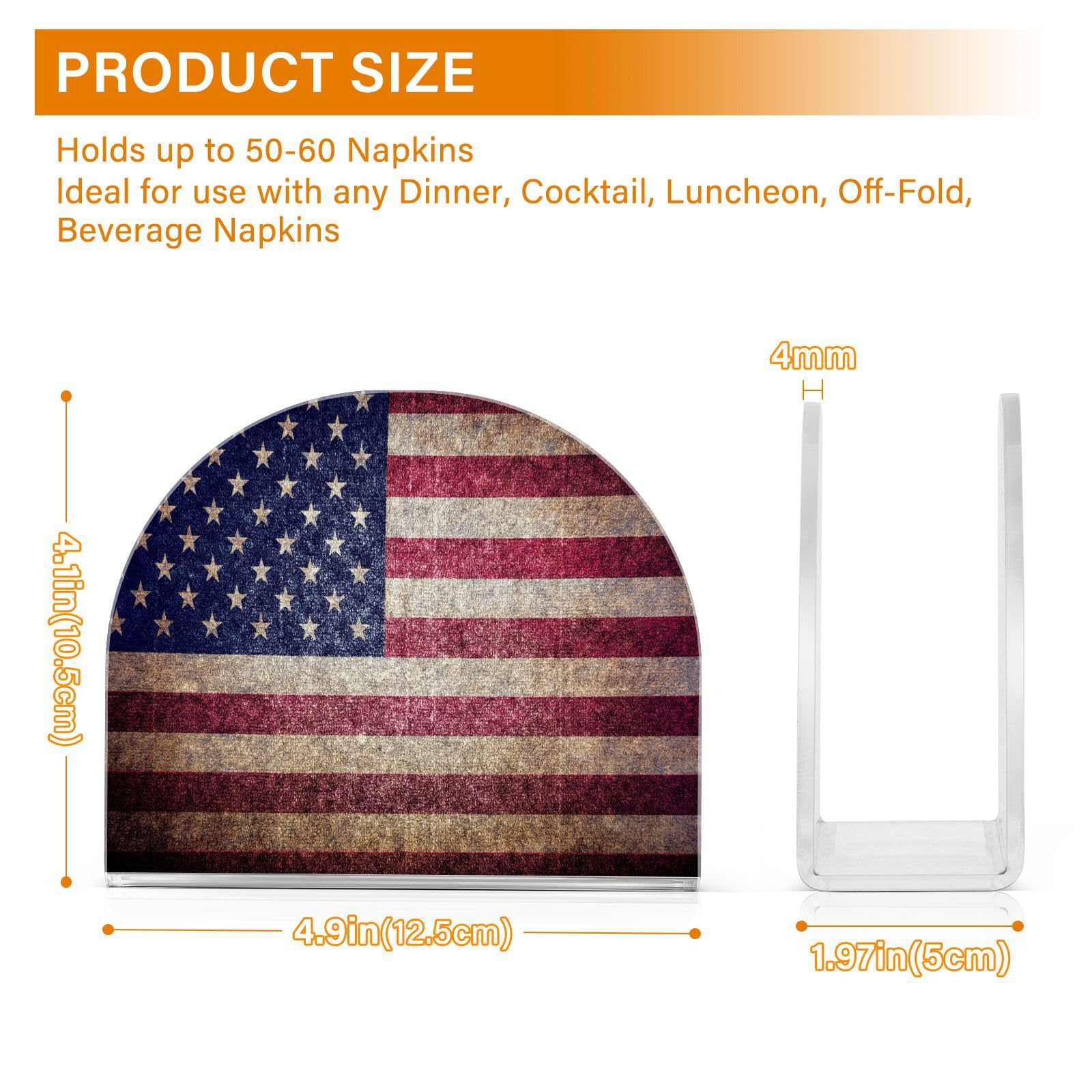 Serviettenhalter Mit US-Flagge – Acryl, U-Form, Für Küche & Esstisch – Ideal Für Partys, Geschenk