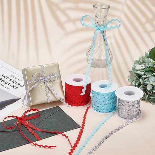 Miniatura 6 de GORGECRAFT 1 rollo de 27 yardas82.0 ft con purpurina plateada RIC Rac Trim cinta de costura de flecos de costura de 0.197 in0.2 pulgadas para coser