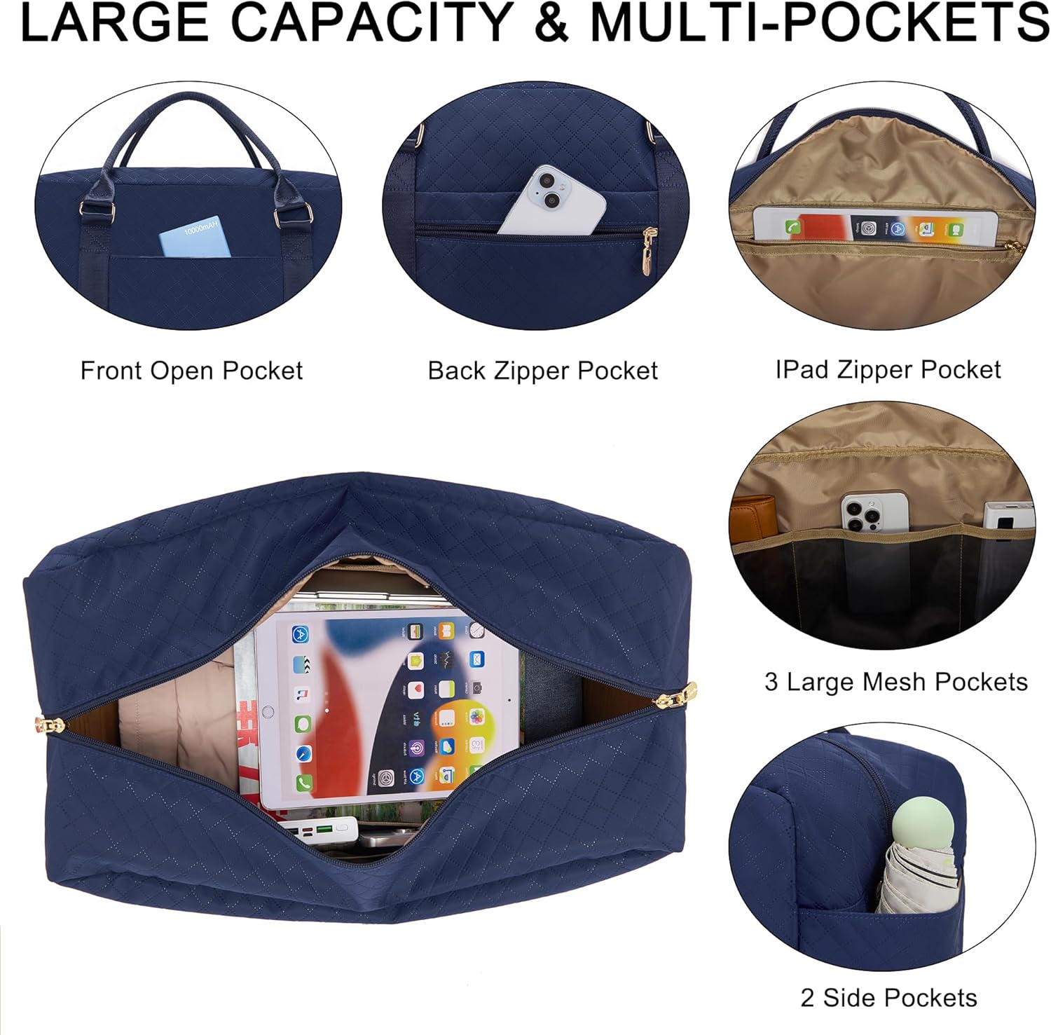 Travel Duffle Bag for Women Carry on Bags Overnight Weekender Bags Toiletry Hospital Gym Bag with Shoe Compartment 3pcs Set - Image 5