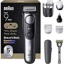 Braun All-in-One Series 9 PRO Men's Electric Beard Trimmer, Hair Clipper, Shaver &amp; Razor for Face, Hair &amp; Body, AIO 9550 with Gillette Labs Razor, Cordless