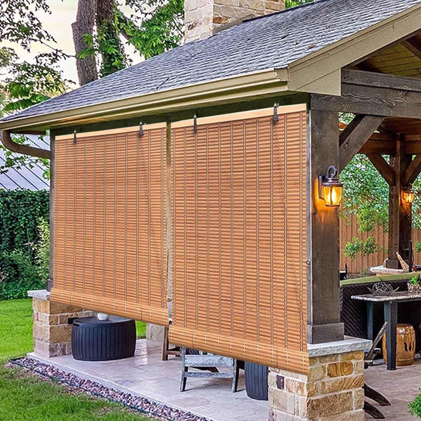 Persiana Enrollable De Bambú para Pergolas De Jardin Exterior, Cortinas Madera Estor Enrollable Natural, Tejida A Mano, Cortinas Privacidad Decoración para Puertas Y Ventanas Balcón