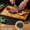 Set de 2 Tablas de Cortar de Bambú para Cocina, Madera Resistente con Patrón Cuadriculado, Canales Profundos, Antideslizantes 5