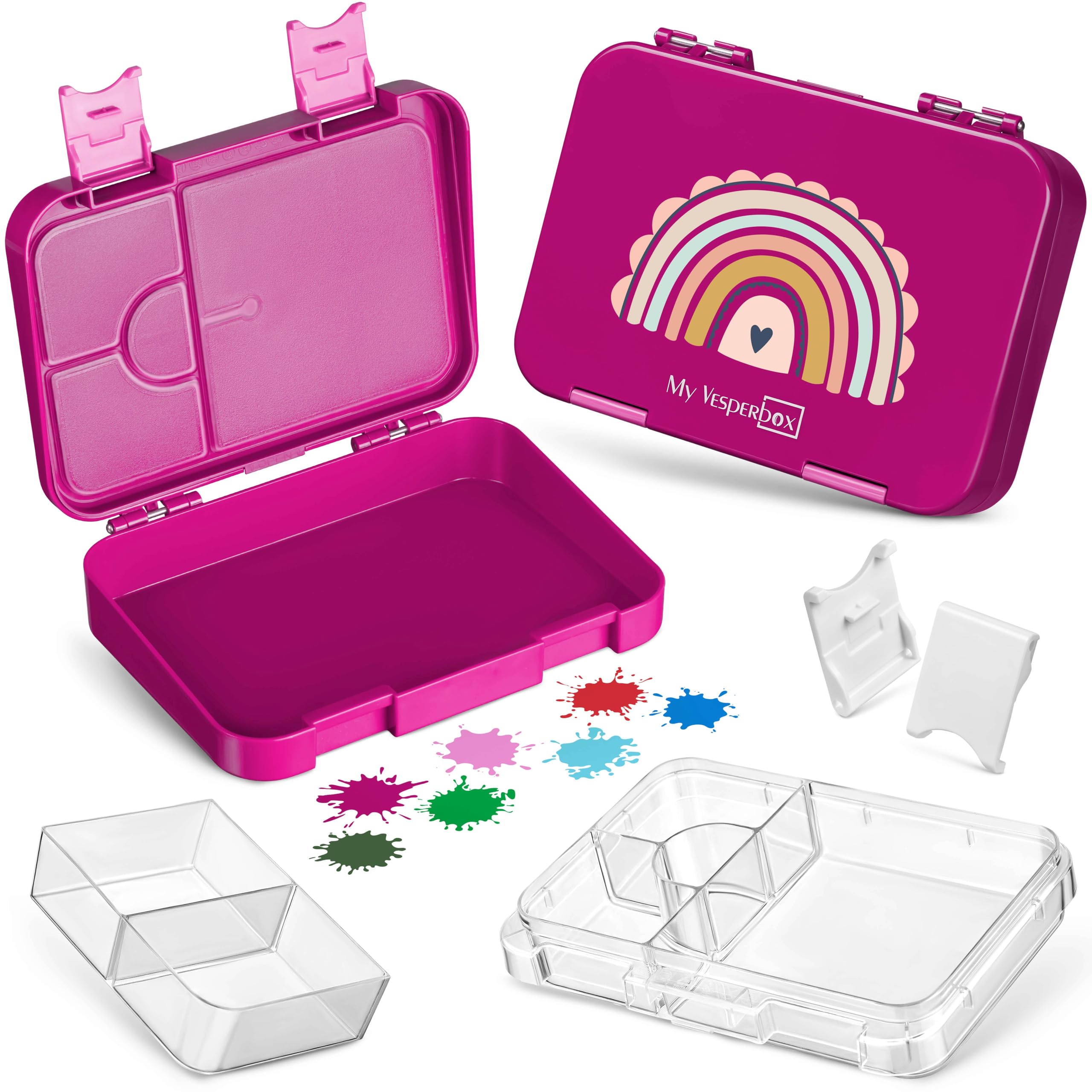 Boîte à Bento My Vesperbox Pour Enfants – 4 Ou 6 Compartiments, étanche, Robuste, Sans BPA, Lave-vaisselle, Idéale Pour école Et Pique-nique