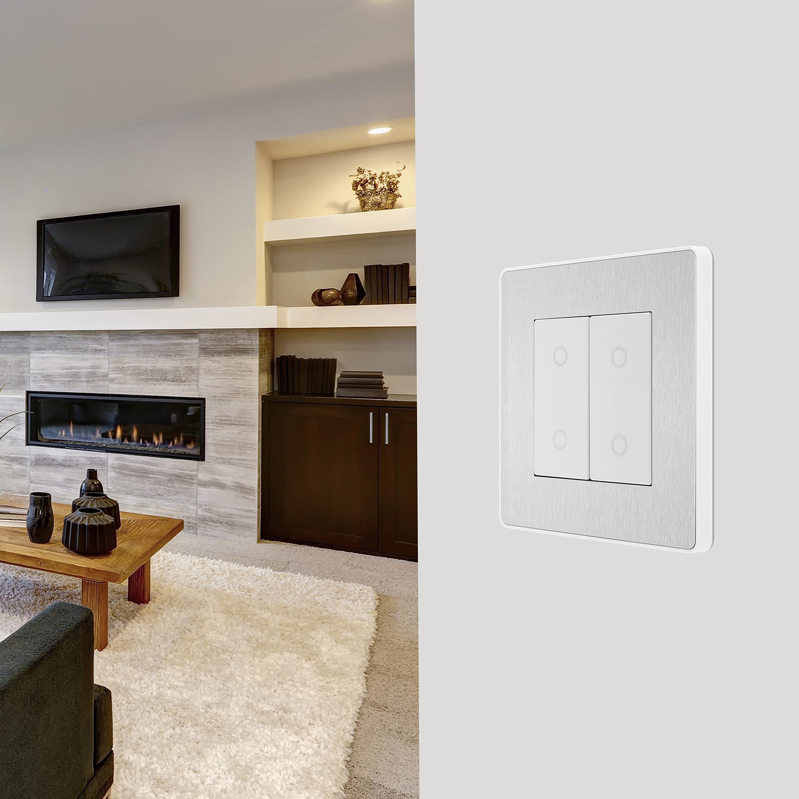 BG Electrical Evolve podwójny dotykowy ściemniacz, 2-drożny przełącznik wtórny, 200 W, stal szczotkowana