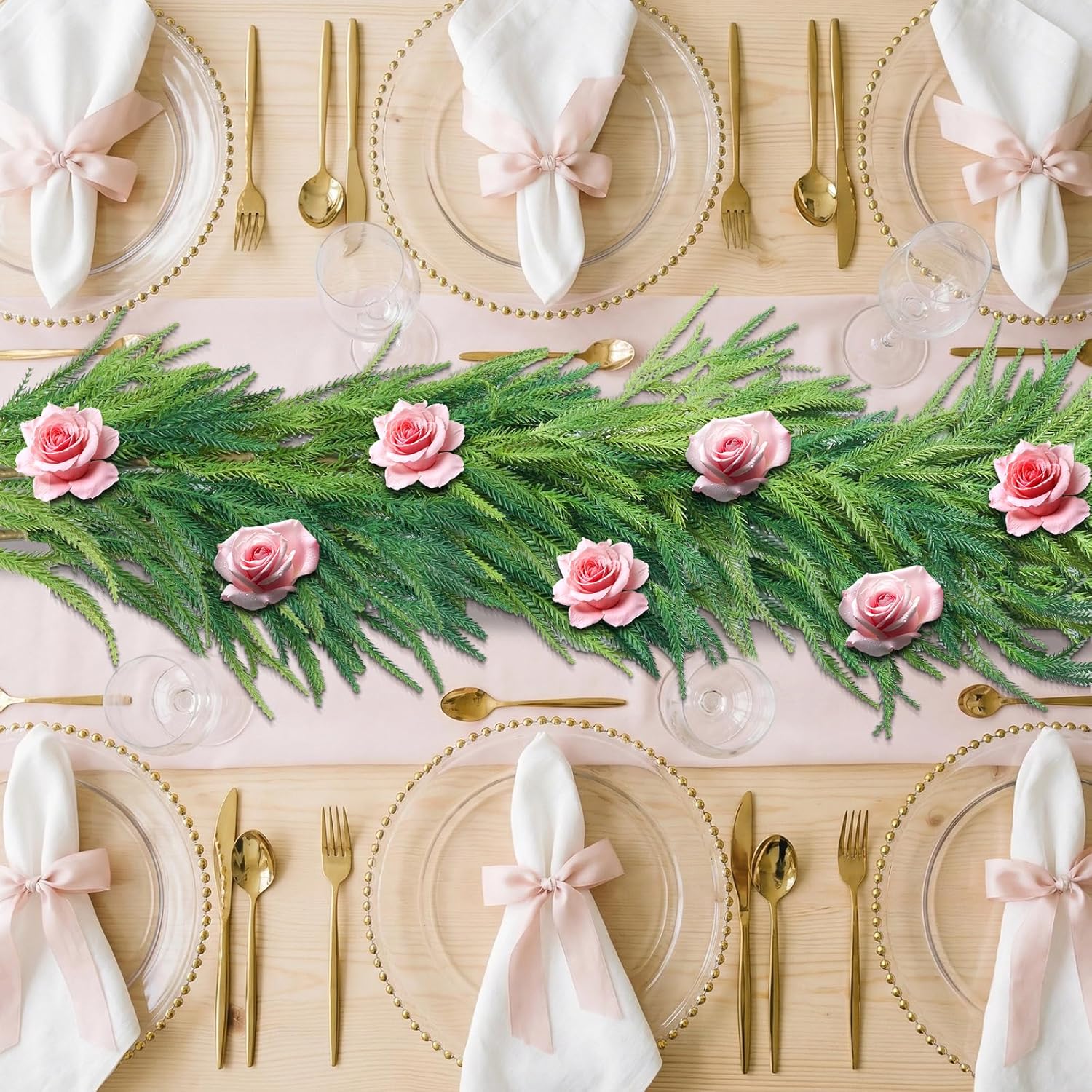 Real Touch Norfolk Pine Wedding Garland - 12ft Soft Artificial Greenery for Wedding Arch, Lush Table Runner Garland for Reception, Realistic Pine Vines for Ceremony Aisle & Backdrop Decor - Image 7