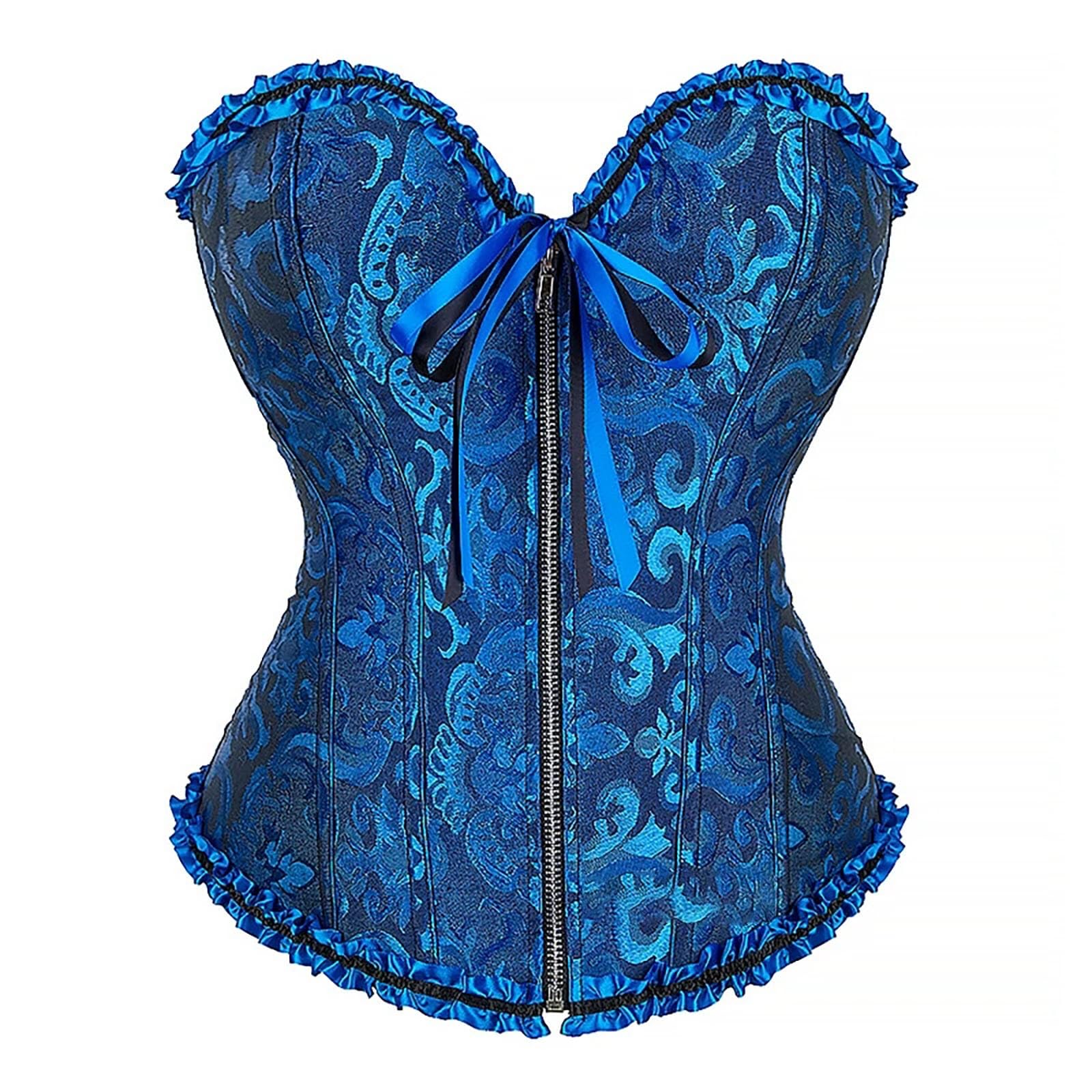 PAIDAXING Women's Gothic Lace Overbust Corset Top - Boned Plus Size Bustier, Lace Up Bodysuit | Vintage Lingerie Shapewear for Halloween Costume