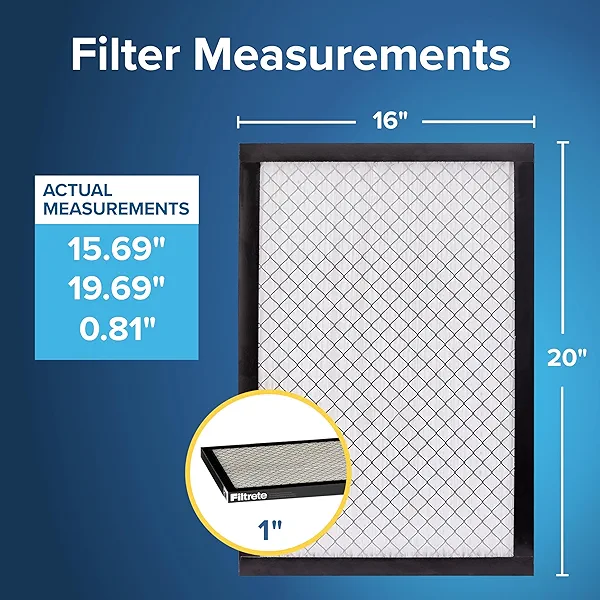 Filtrete 16x20x1 AC Furnace Air Filter, MERV 14, MPR 2500, Premium Ultra Fine Particle, 3-Month Pleated 1-Inch Electrostatic Air Cleaning Filter, 2-Pack (Actual Size 15.69 x 19.69 x 0.81 in)