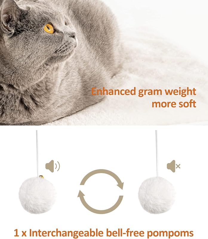 FourFurPets Greige turn pentru pisici din lemn, 68 cm înălțime, 6 stâlpi de zgâriat din sisal de 30 cm, platformă 56x40 cm, pernă detașabilă, pom-pom, ușor de curățat