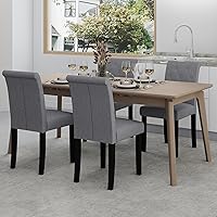 Vista 2 de thksbought Set of 4 Upholstered Fabric Dining Chairs with Button-Tufted Details (Set of 4 Gray)