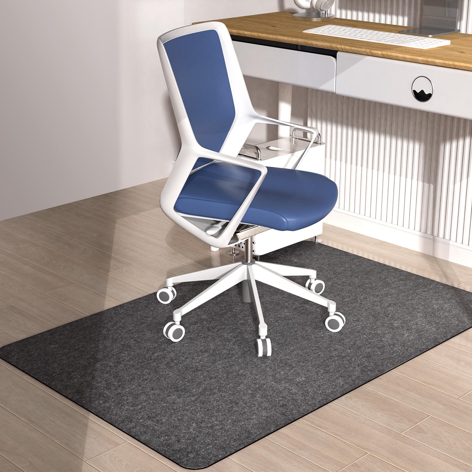 Placoot Office Chair Mat for Hardwood Floor, 55"x35" Computer Chair Mat, Desk Chair Mat, Large Anti-Slip Rubber Bottom Floor Mat for Home Office