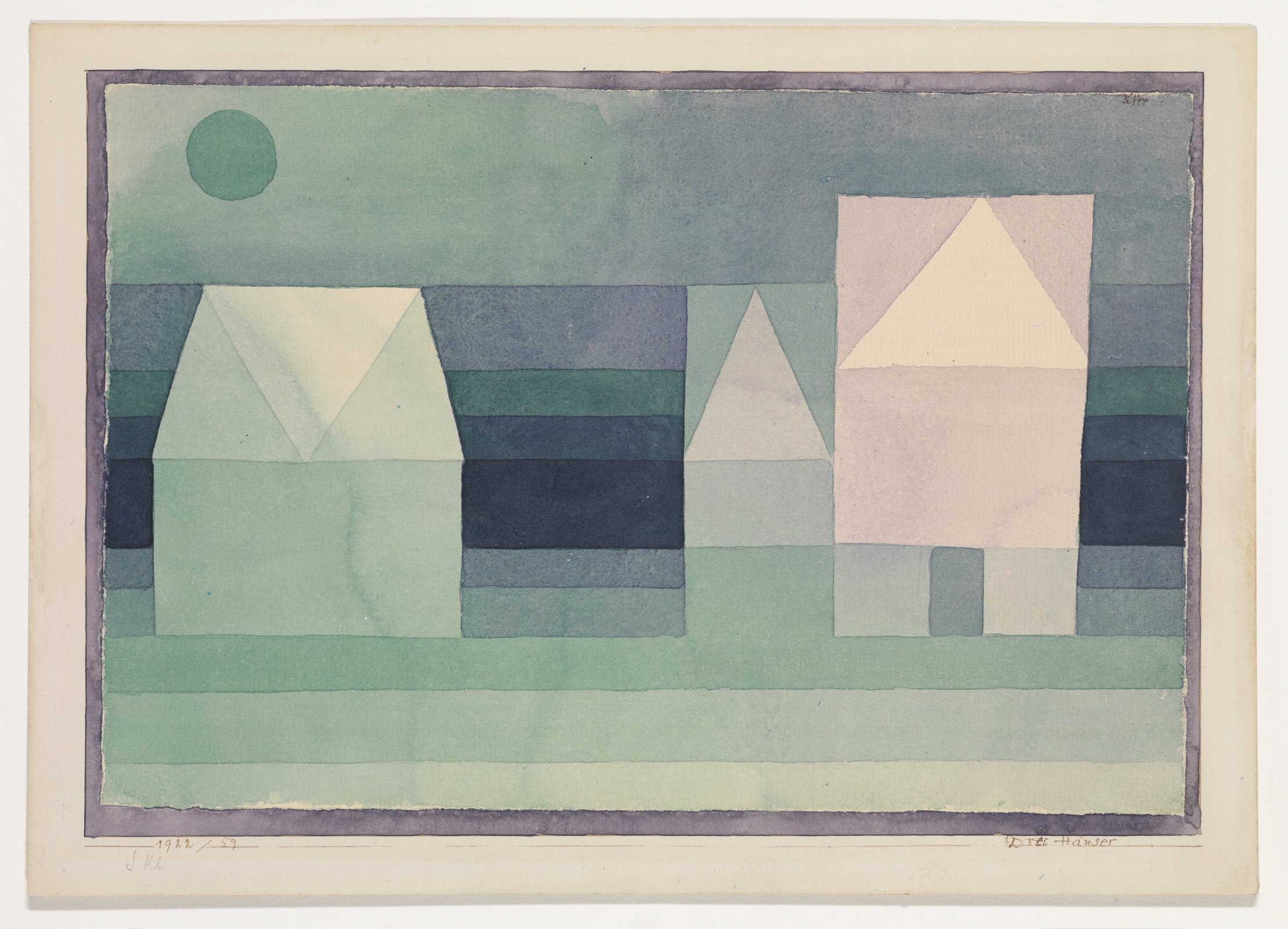 Affiche Paul Klee Three Houses grand format pour sublimer un bureau contemporain