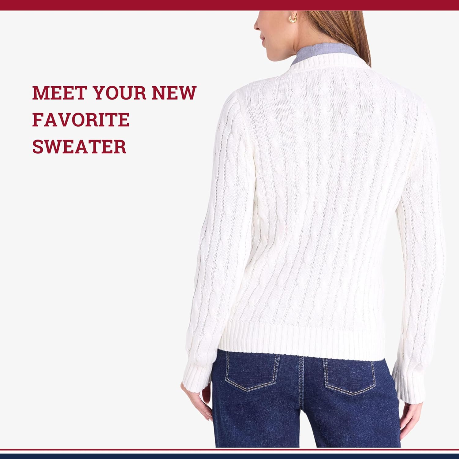 U.S. Polo Assn. Women's Crew Neck Sweaters – Raglan, Cable Knit & Striped - Image 5