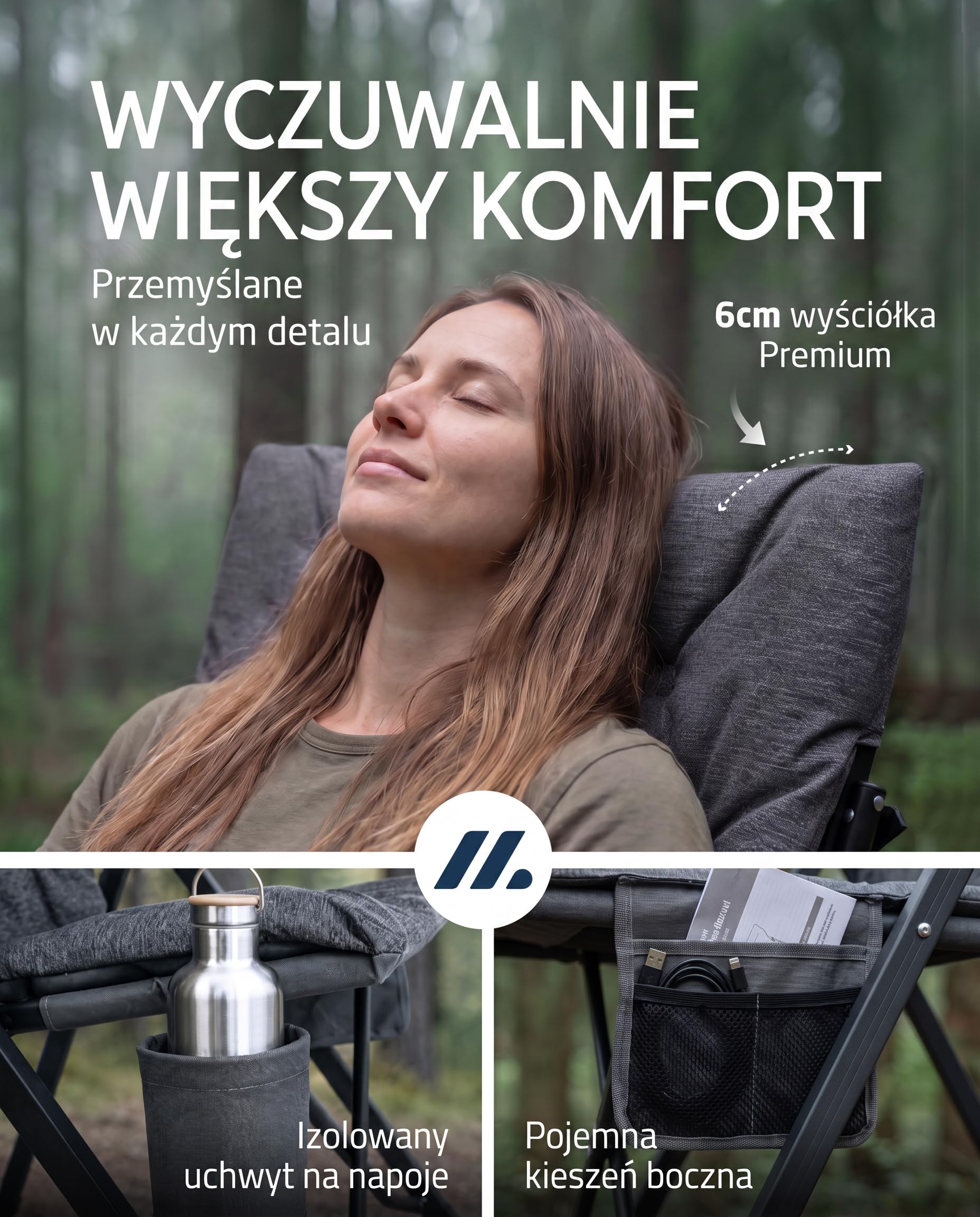 NORDMUT® Premium składane krzesło campingowe z wysokim oparciem – regulowane w 4 pozycjach – Wygodne krzesło ogrodowe o nośności 140 kg do camping i outdoor (Popielaty 1x)