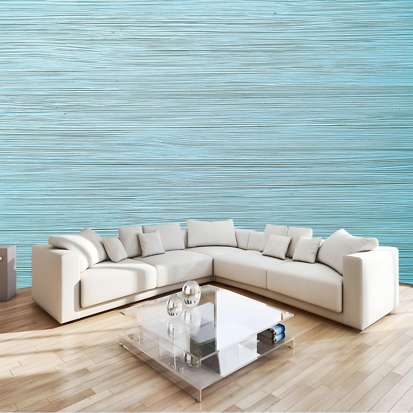 Générique Panoramiczna tapeta 200 x 140 cm nowoczesny minimalistyczny abstrakcyjny teksturowany w paski - tapeta z efektem 3D gobelin ścienny z włókniny - dekoracja ścienna do salonu, sypialni i