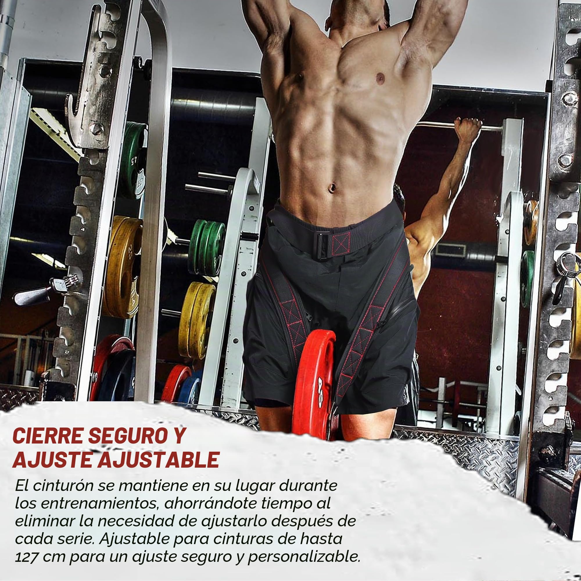 Cinturón para sentadillas con cinturón, fijación de rack y máquina de sentadillas, levantamiento de pesas y levantamiento de potencia, soporte de espalda, perfil bajo, cadera y muslo acolchados