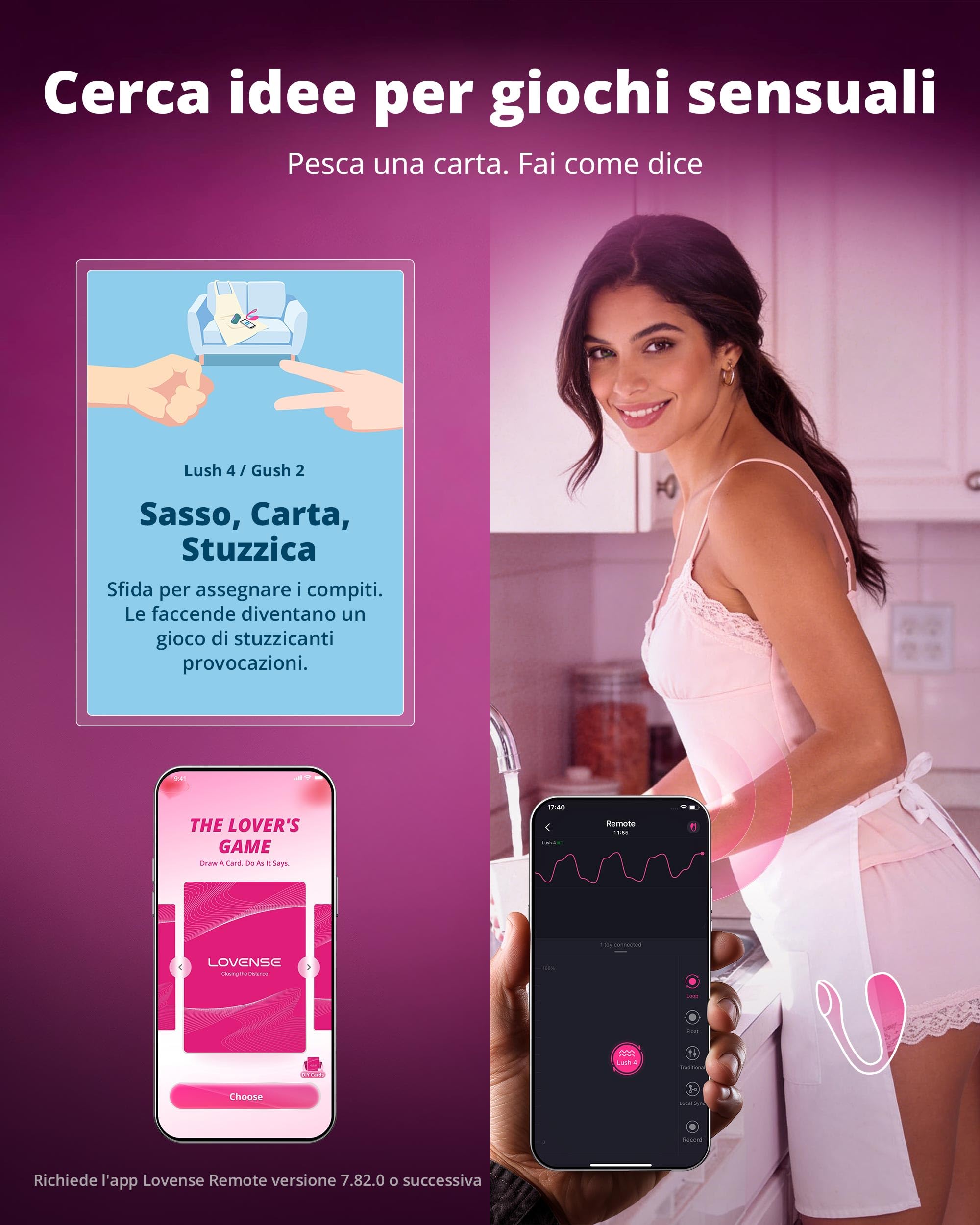 LOVENSE Lover Set Kit BDSM, toys sessuali per coppie, Vibratori Telecomandati via App – Lush 4 Sex Toy Indossabile Punto G, Gush 2 Masturbatore Maschile e Accessori, Regalo Premium per Uomo Donna
