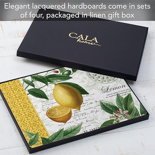 Miniatura 7 de Citron - Manteles individuales decorativos de tablero rígido con parte trasera de corcho, paquete de 4, fabricados en los Estados Unidos, tolerantes