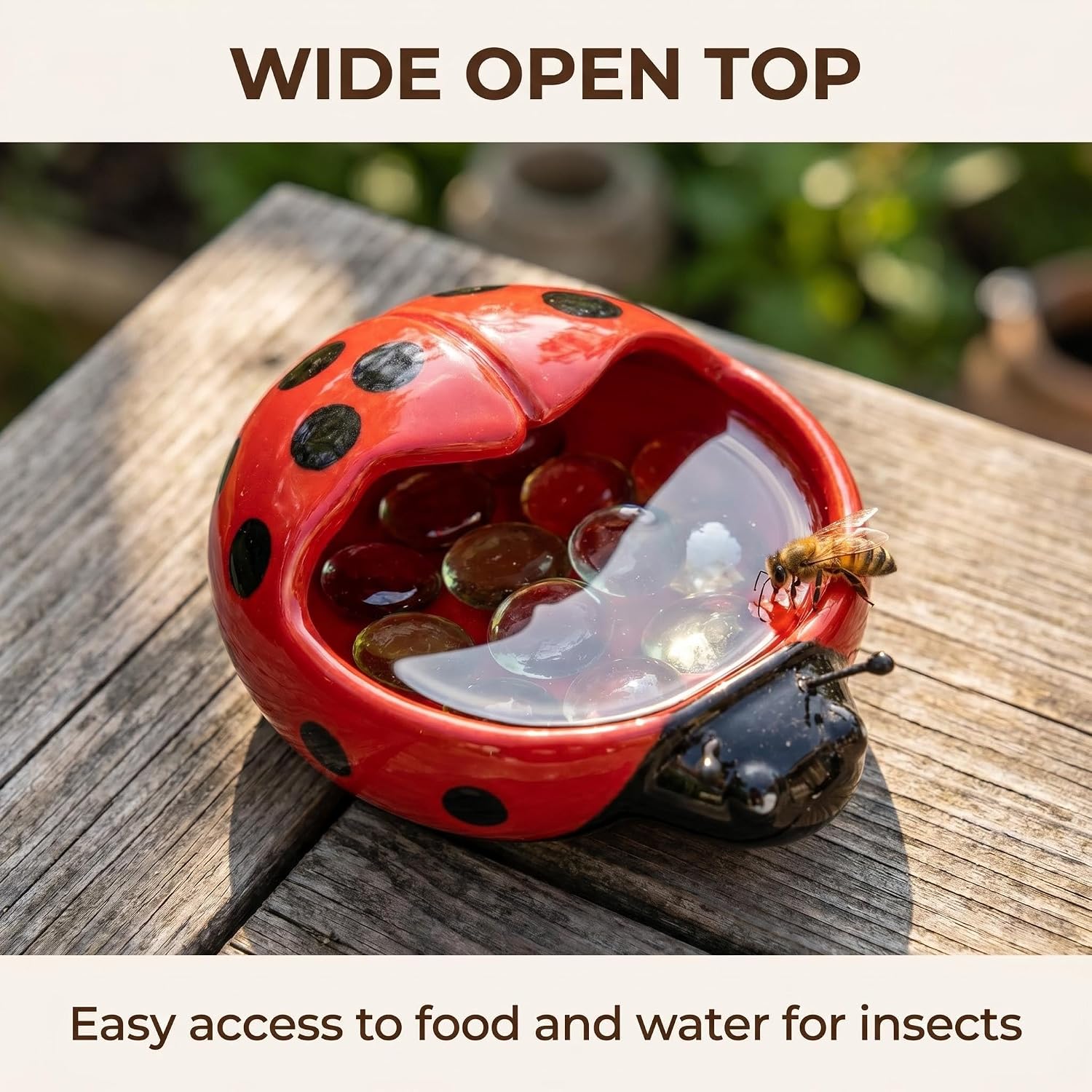 Bee Watering Station Outdoor Unique Ladybug Snail Froganimal-Shaped Decor Bee Wildlife Butterfly Waterer Feeders for Garden (10, Snail Ladybug2) image 4