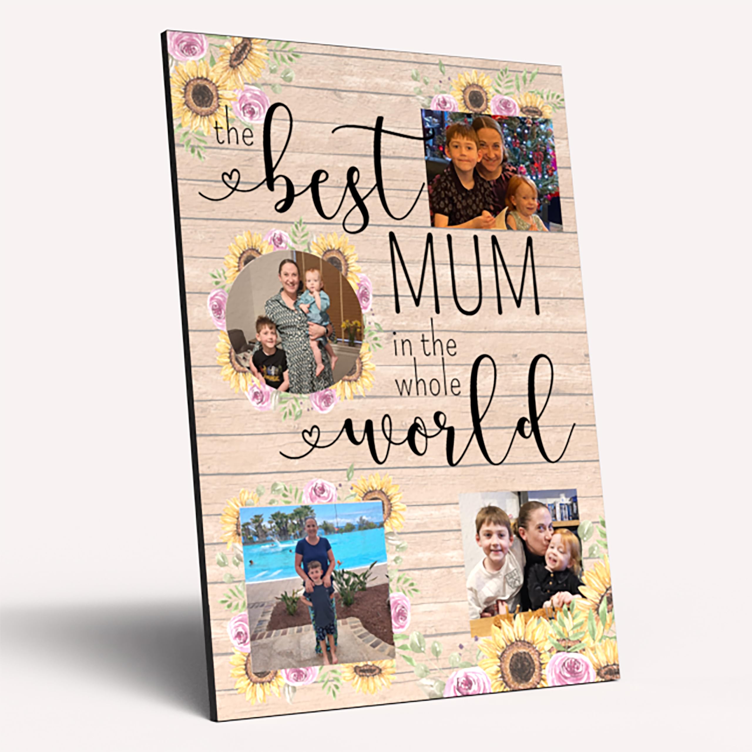 The Plum Penguin Multicolour Personalised Photo Wooden Large Wall Sign For Mum Forever Cherished Mother's Day Wooden Decorative Home Plaque
