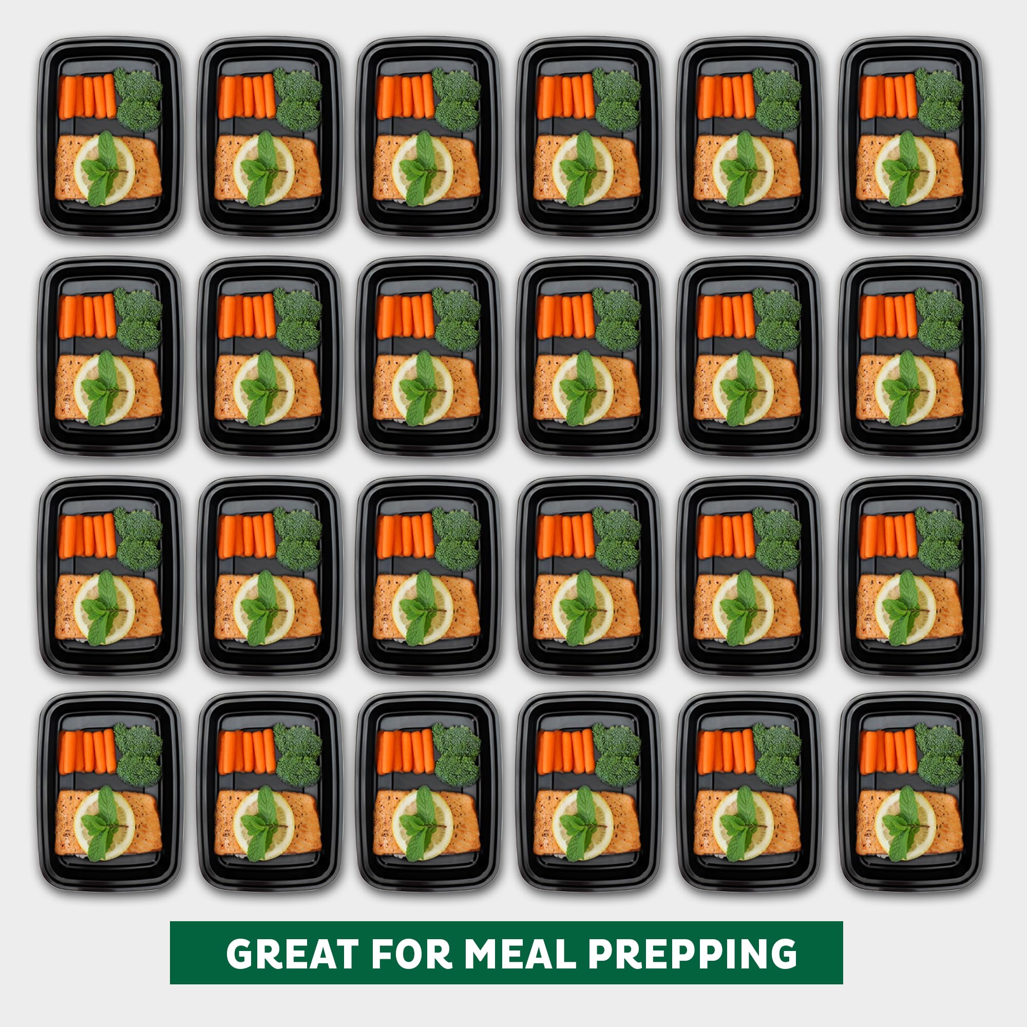 Freshware Recipientes de preparación de comidas [150 unidades] 1 compartimento con tapas, contenedores de almacenamiento de alimentos, caja Bento, sin BPA, apilables, aptos para