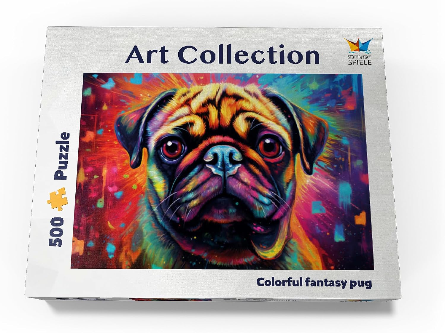 MyPuzzle Colorful Fantasy Pug - Premium 500 Piece Jigsaw Puzzle for Adults