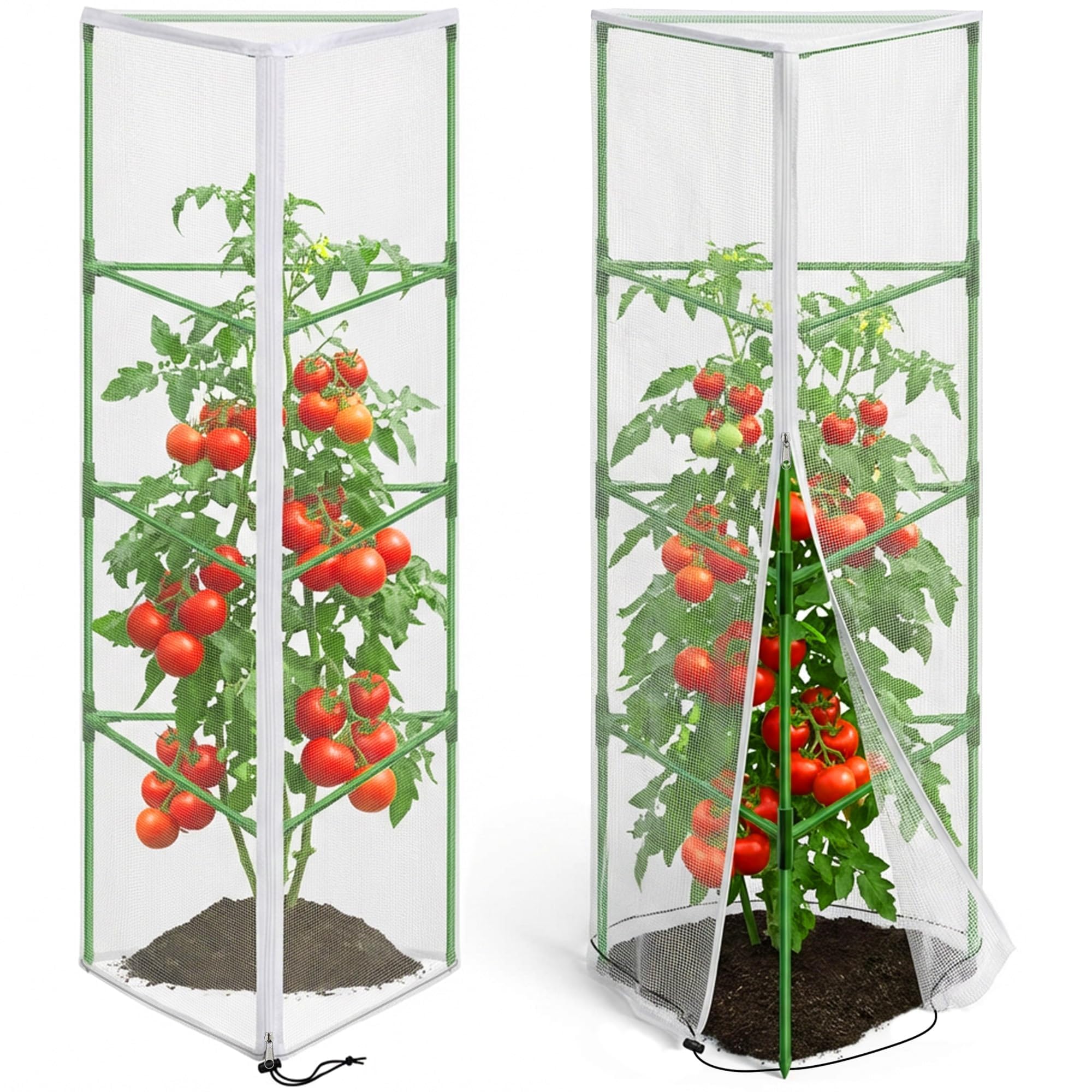Pack of 2 Bird Protection Net for Round Tomatoes, Trellis Aid, Plants, Bird Nets, Bird Protection Net for Tomato Grid, Plant Protection Net with Zip for Plants, Vegetables and Fruit (a 50x150cm)