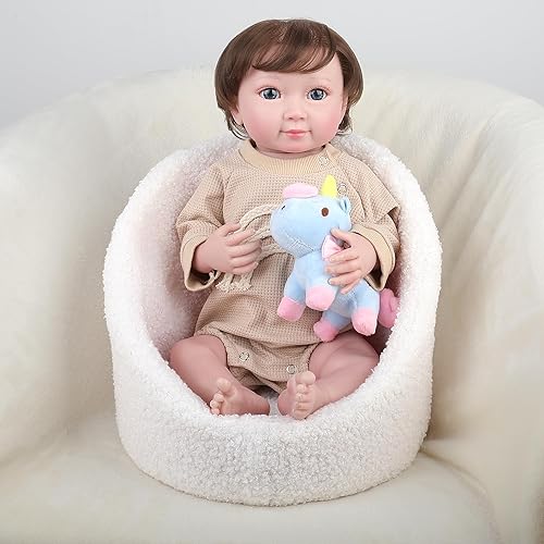 Bsunoy Muñecas de bebé Reborn de 22 pulgadas, lindas muñecas realistas de bebé recién nacido, regalos para hijo, nieto, hijas, nietas, niños y niños
