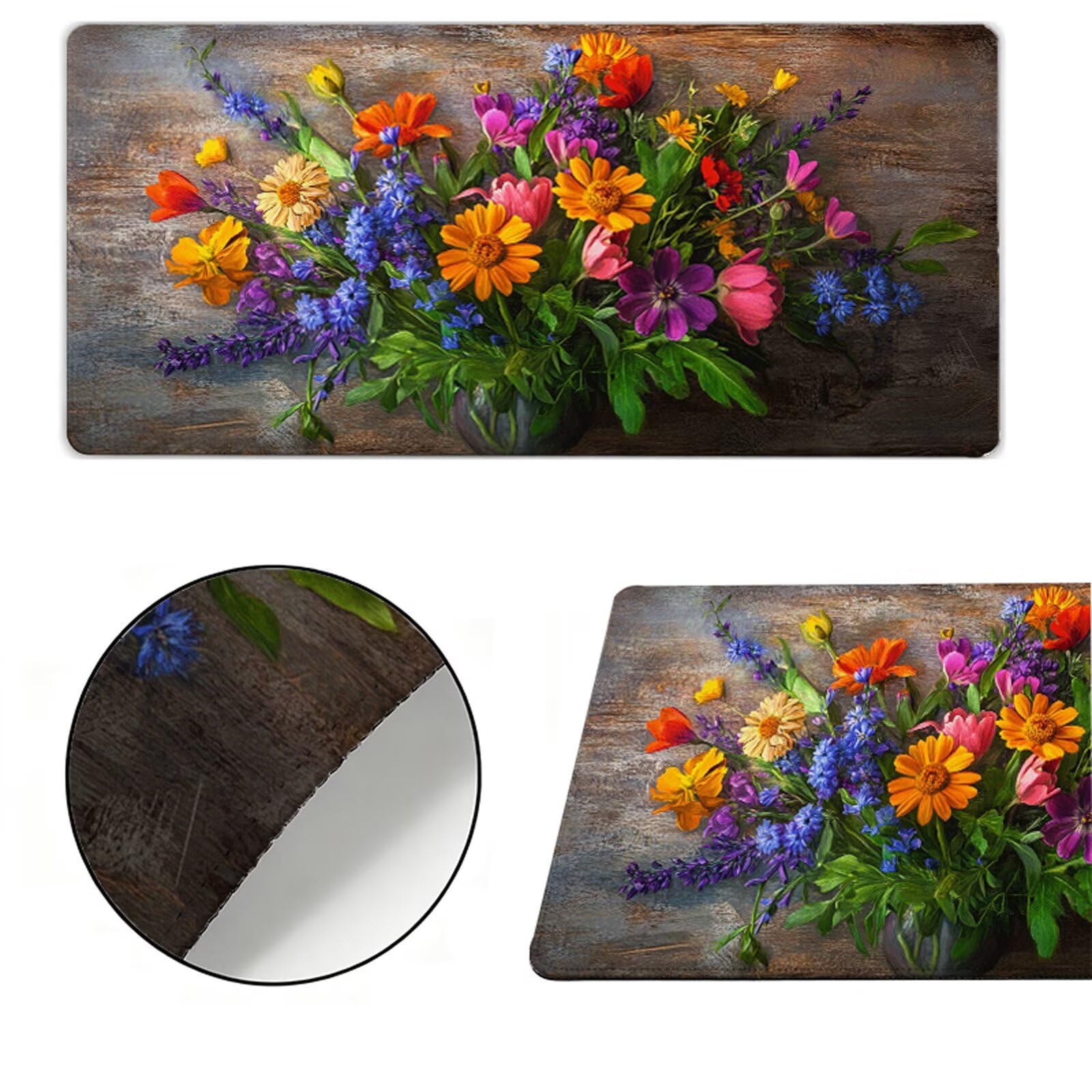 Podkładka pod mysz XXL 1000x500x3mm podkładka pod mysz kwiat podkładka pod mysz kolor poprawia precyzję i szybkość, antypoślizgowe wodoodporne, szyte krawędzie, akcesoria do gier, komputer biurowy