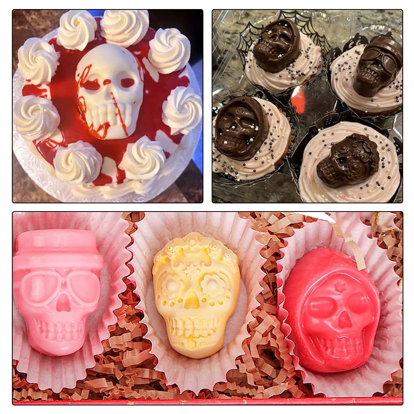 2 Stampi In Silicone A Forma Di Teschio – Per Torte, Cioccolato, Saponi E Candele – Resistenti Da -40°C A 240°C