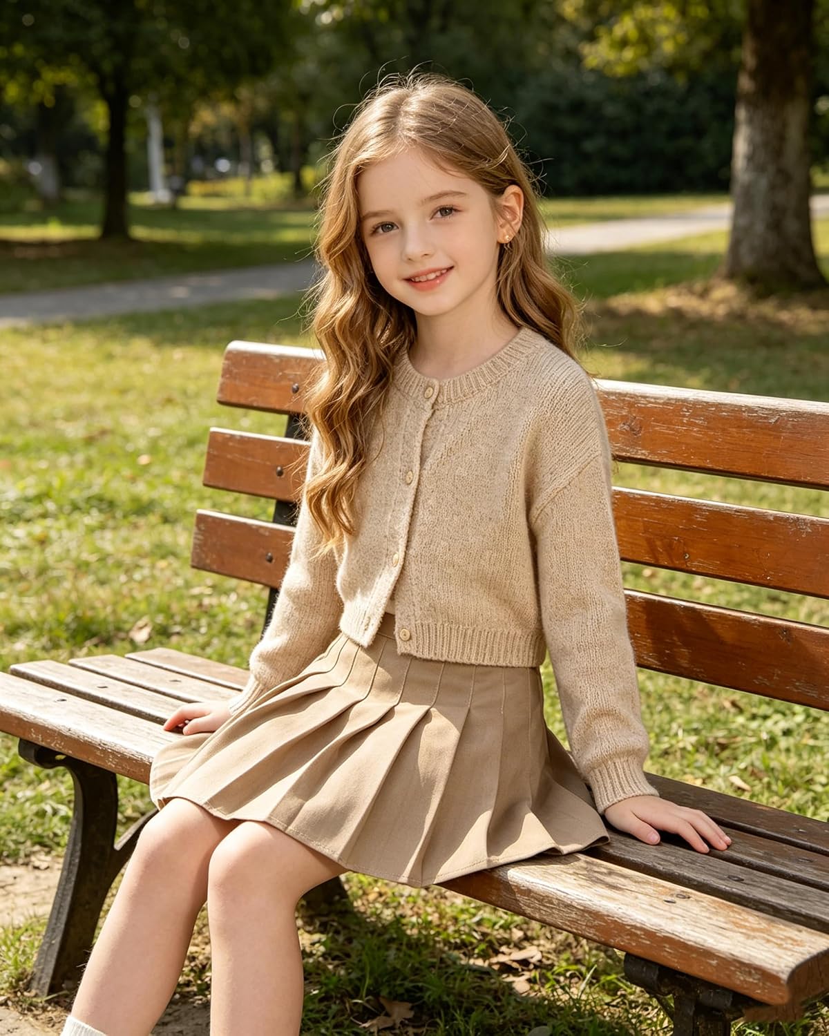 Girls Pleated Skirt with Practical Pockets and Shorts School Uniform Skort