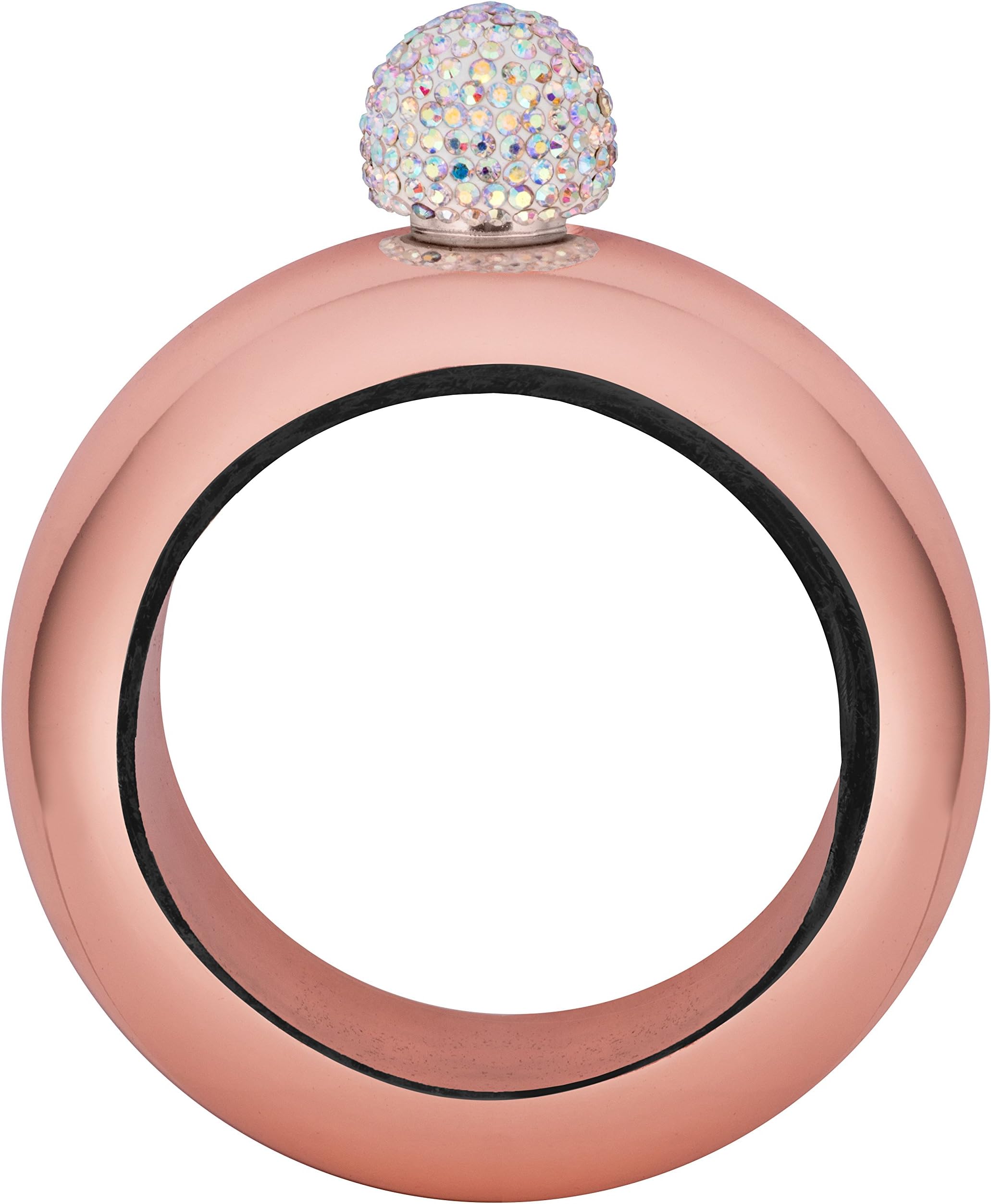 Nozel Flask Bracelet Bangle - Hip Flask for Women with Funnel - Stainless Steel with Handmade Rhinestone Cap - Spill Proof - Hide Wine, Alcohol (3.5oz of Hidden Liquor) (Rose Gold with Rhinestones)