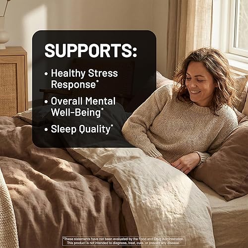 Miniatura 2 de NatureWise Ashwagandha para el estrés - Con extracto de KSM-66, GABA, L-teanina, Rhodiola Rosea - Apoyo a base de hierbas para el estado de ánimo y