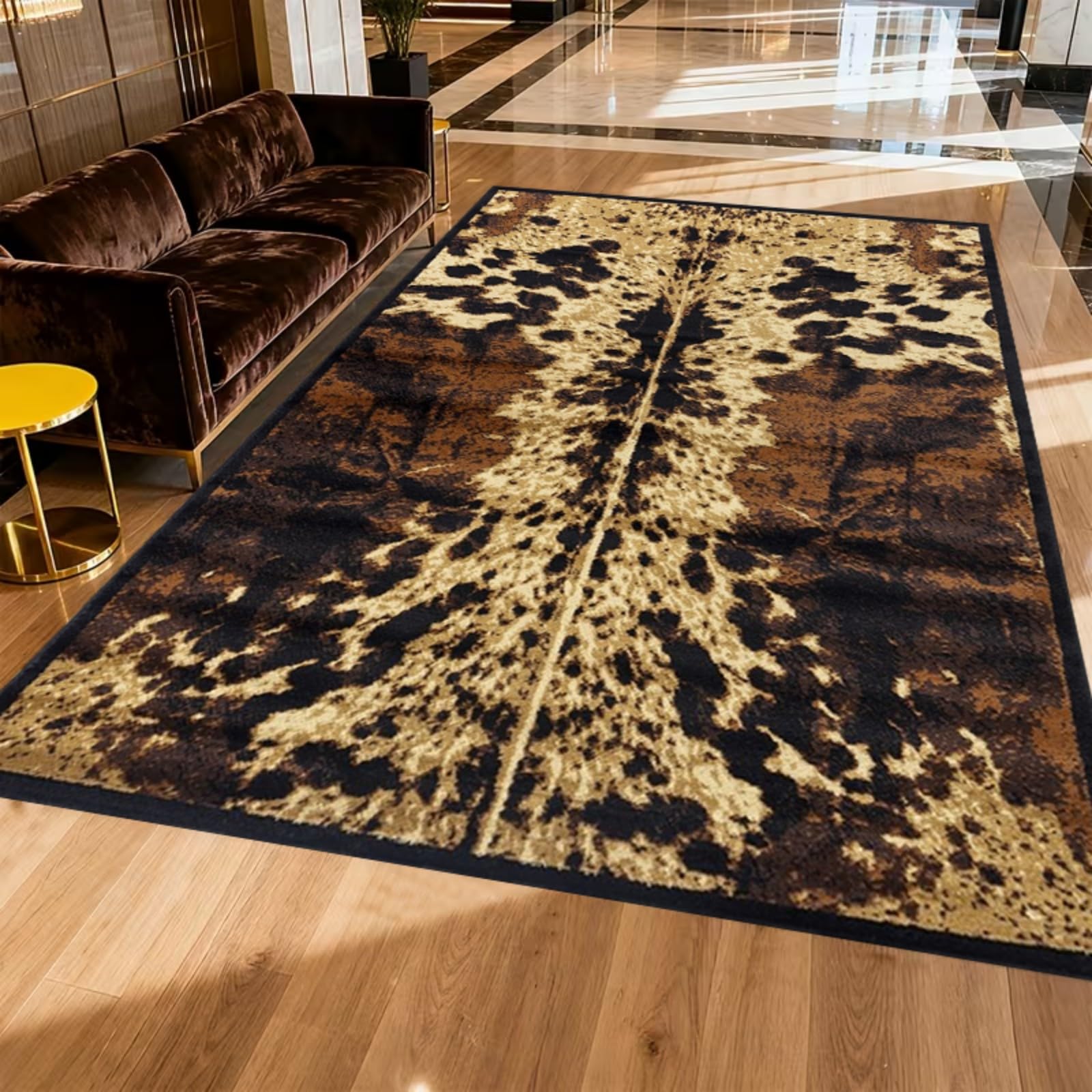 WAOTMN Wolf Fur Area Rug,180x300cm,Faux Animal Print Skin Non Slip Rug,Non-Shedding Machine Washable Western Rugs for Living Room Hallway Restaurant Kitchen Dense Short Absorben Mat — image 1