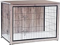 Vista 8 de DWANTON - Perrera con cojín, de madera, con puertas dobles, para interiores, XL, 43.3 pulgadas de largo, beige grisáceo