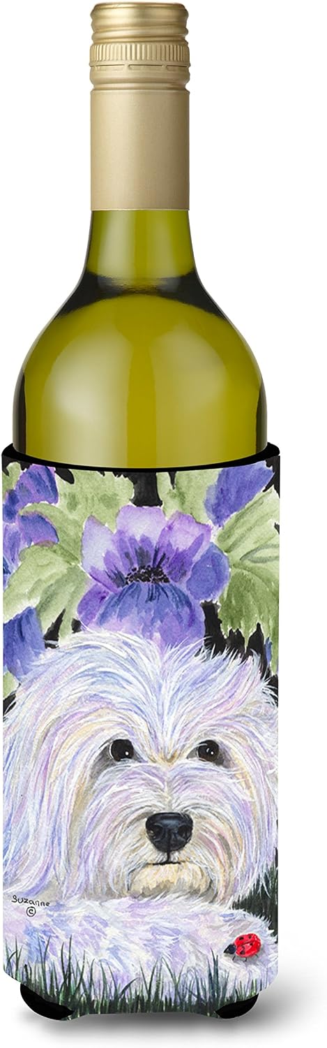 Caroline's Treasures SS8349LITERK Coton de Tulear Wine Bottle Hugger Bottle Cooler Sleeve Hugger Machine Washable Collapsible Insulator Beverage Insulated Holder