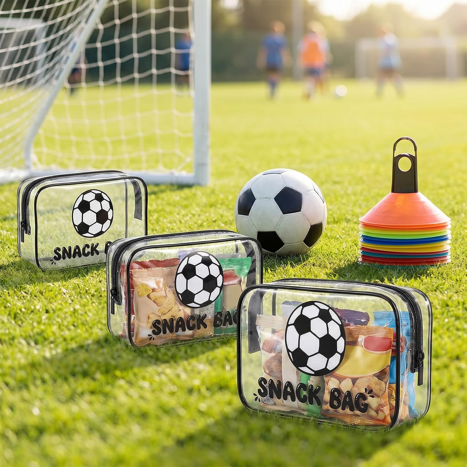 20 Pcs Soccer Snack Bags for Team Gifts Clear PVC Candy Bags with Zipper image 4
