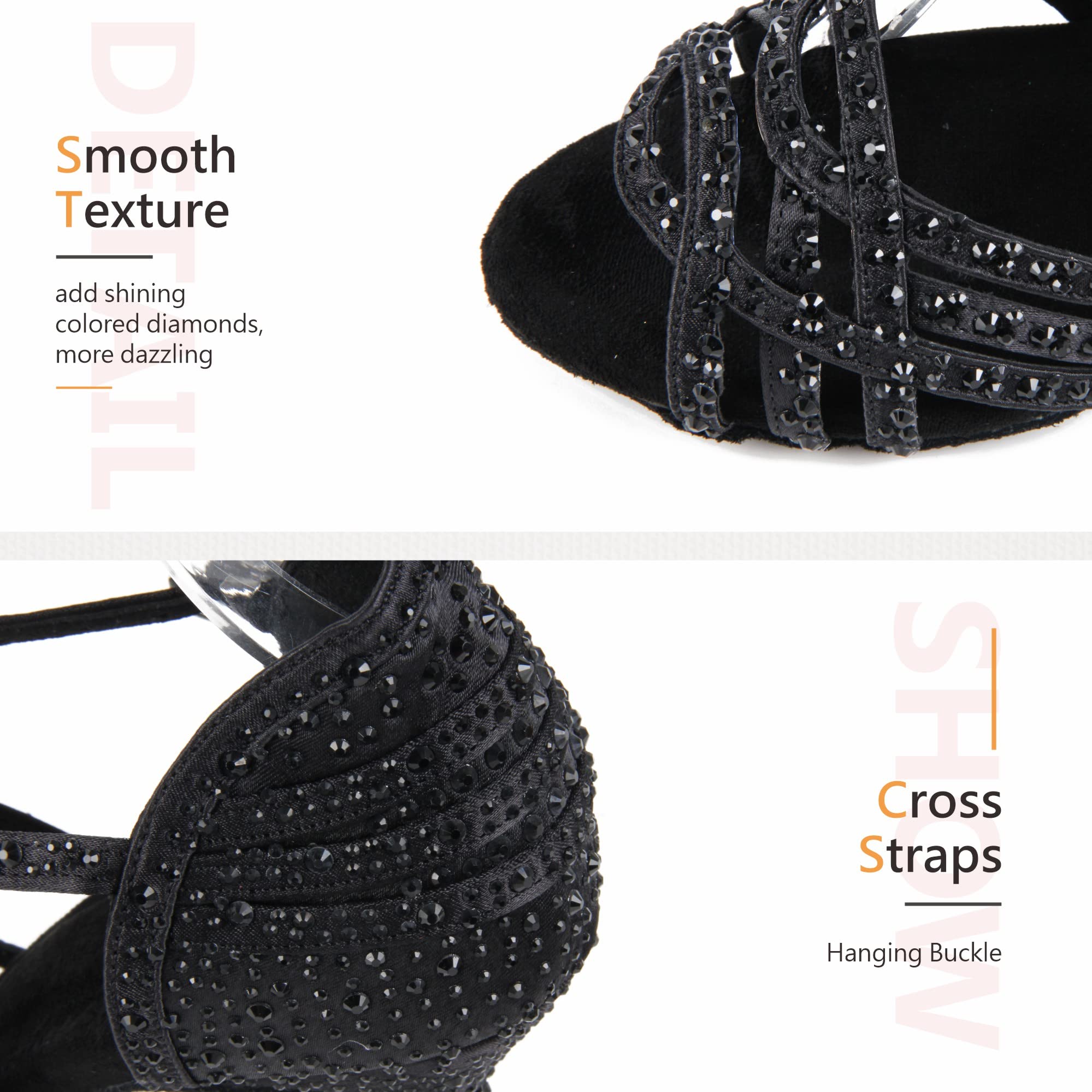 Donna Peep Toe Cross Strap Strass Tango Social Ballroom Scarpe da Ballo Latino Scarpe da Ballo per Feste di Matrimonio