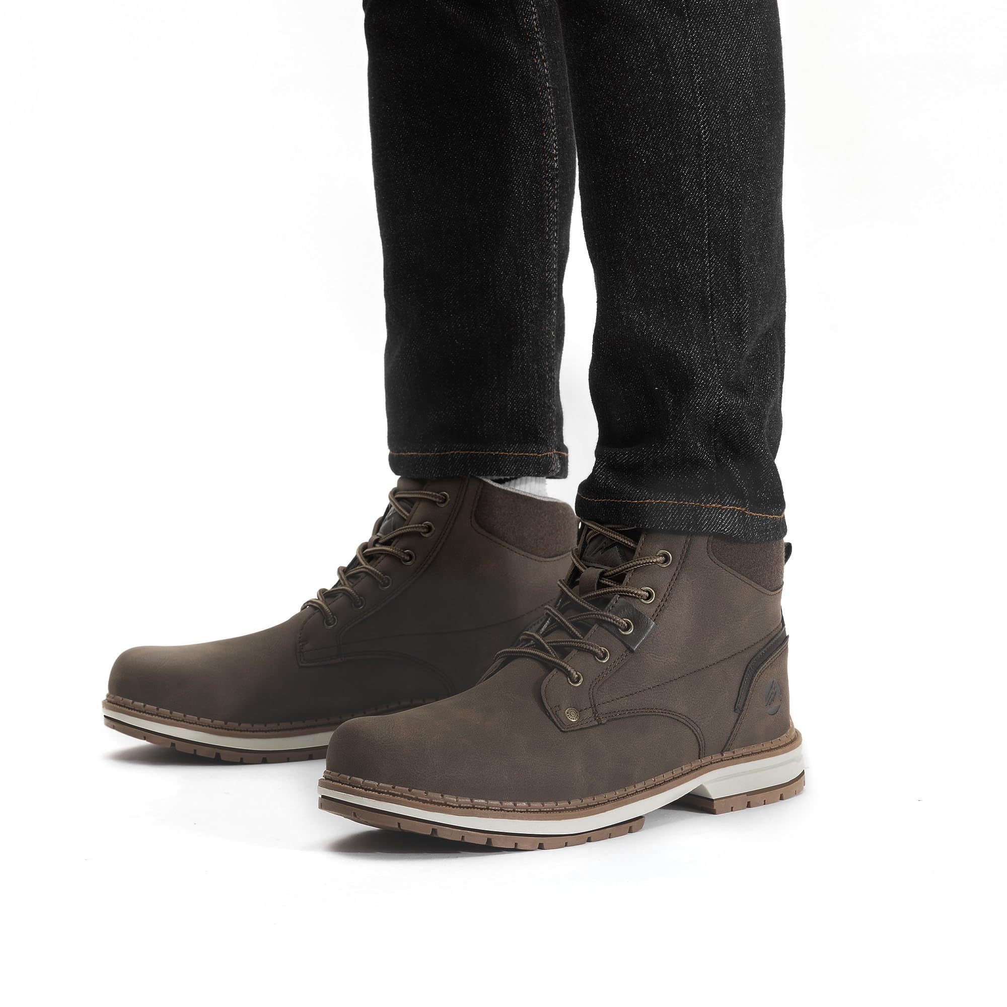 CC-Los Herren Wanderstiefel Casual Chukka-Stiefel Wasserabweisende Arbeitsstiefel Knöchelhohe Stiefel für Herren Braun, 42 EU