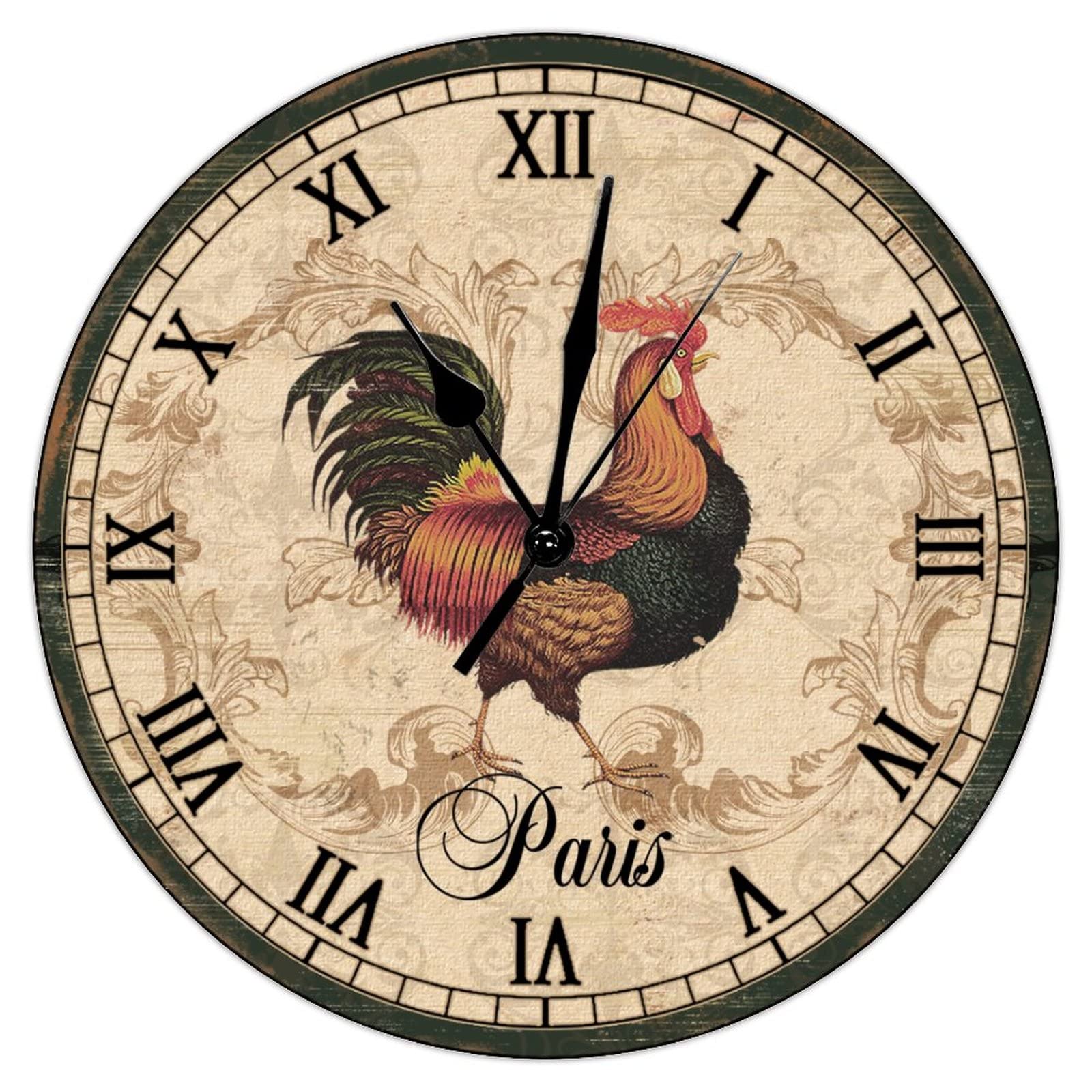 Horloge murale à quartz silencieuse à piles 38 cm de salle de bain coq