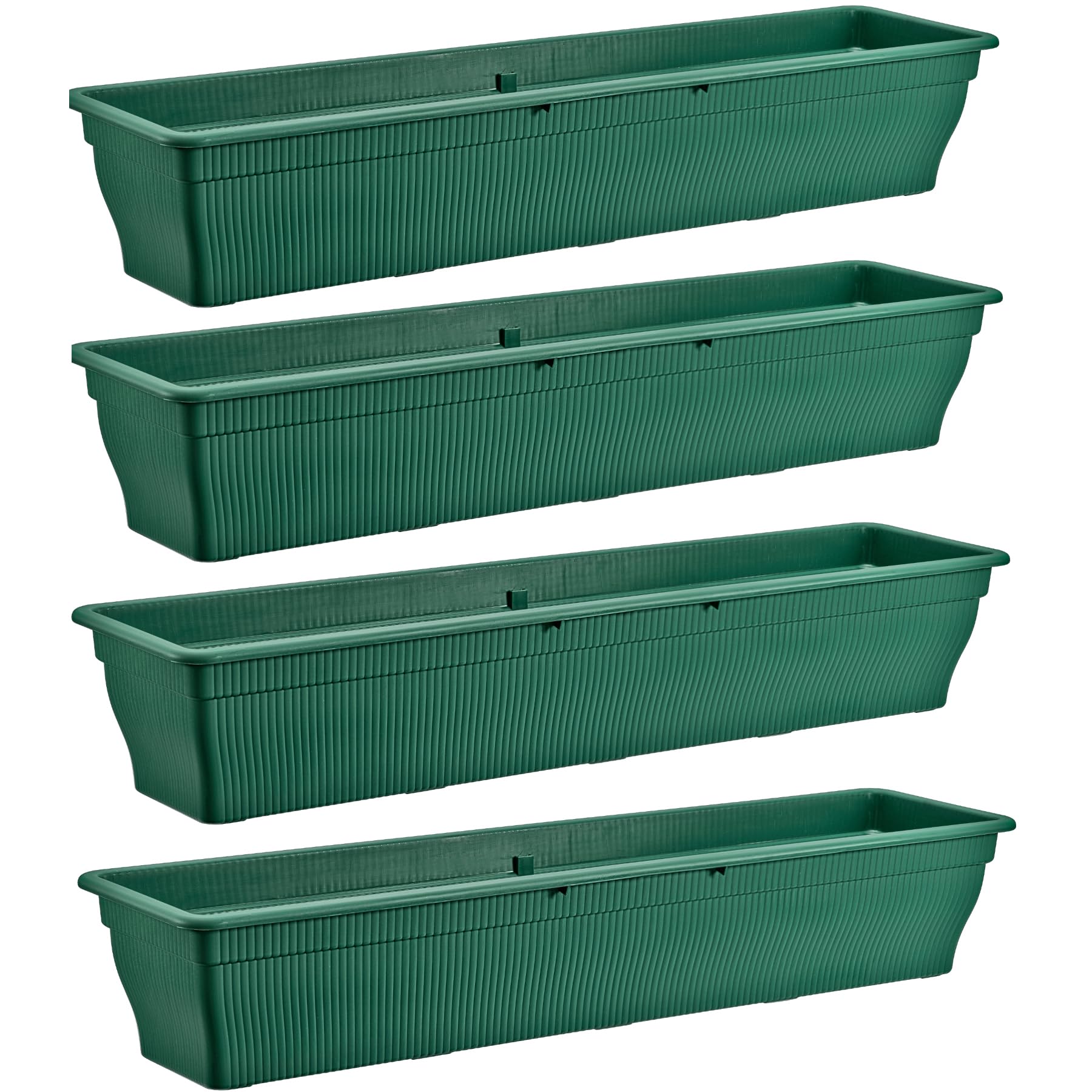Jardinera para balcón, 100 cm, almacenamiento de agua, 25 L, color verde, juego de 4 unidades | BURI Planta de plástico resistente a la intemperie para balcón, jardín y jardineras, resistente a los rayos UV y duradero