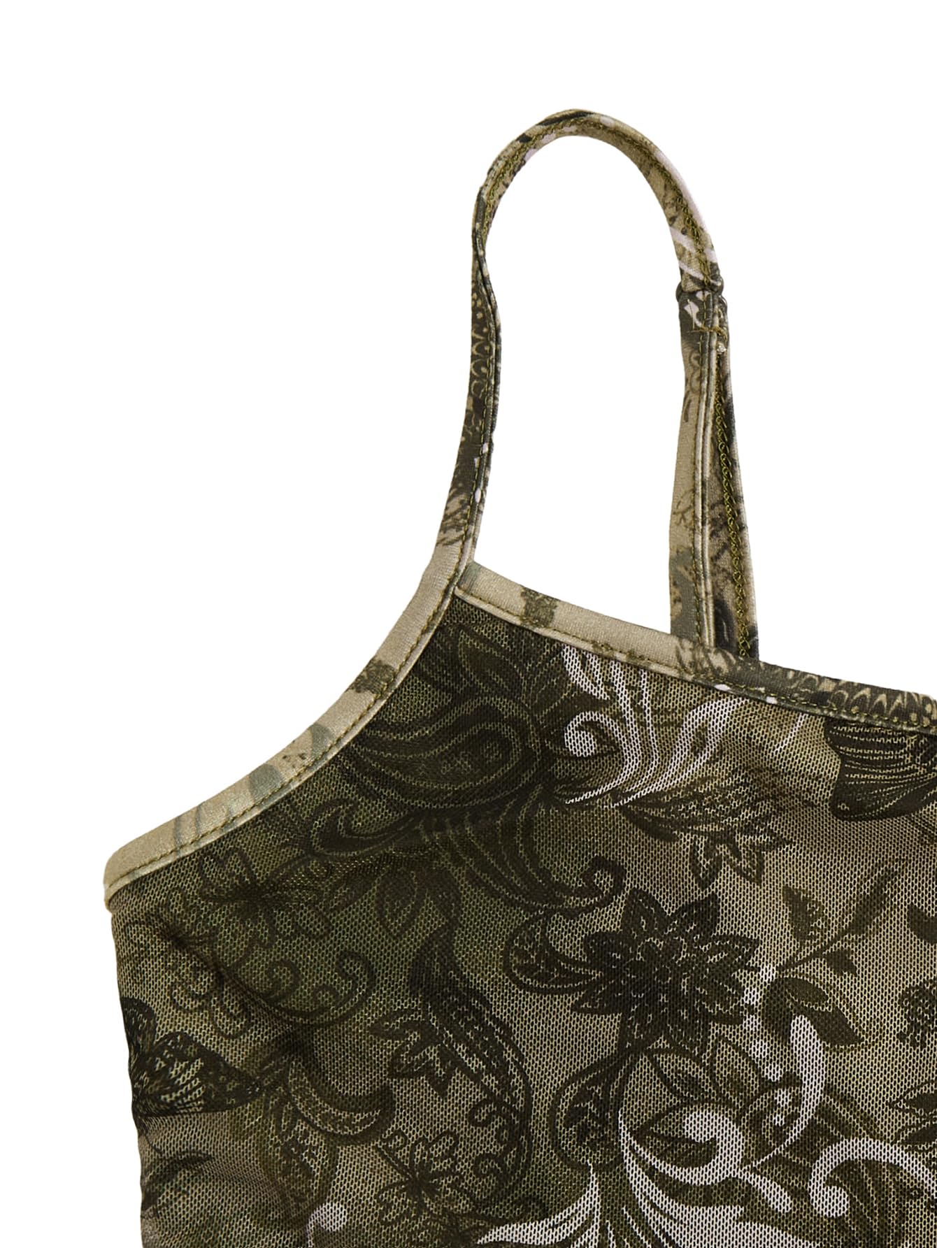 Milumia Women's Summer Mini Dress Vintage 90s Spaghetti Strap A Line Mesh Short Dresses Sun Dress: Small Allover Green