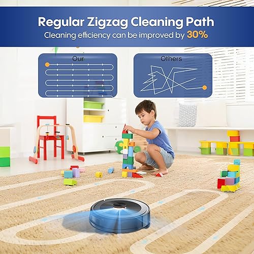 Miniatura 5 de Bagotte Robot aspirador y trapeador combinado con navegación LiDAR, robot aspirador de succión de 4000 Pa con mapeo, zonas prohibidas, robot