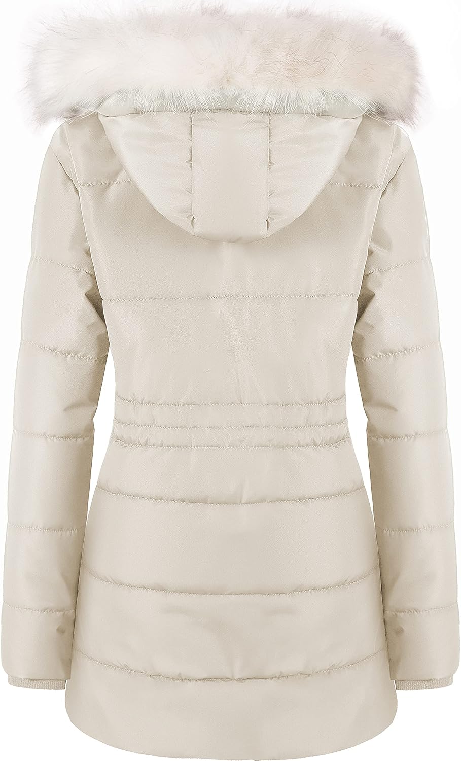 Chrisuno Women's Winter Warm Coats Puffer Jacket Long Drawstring Waterproof Snow Parka With Removable Faux Fur Trim Hood - Image 2