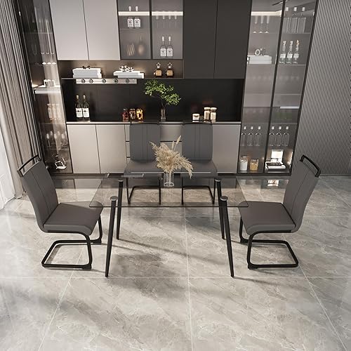 Miniatura 11 de Juego de mesa de comedor de 5 piezas Verde Mesa de cocina de madera con 4 sillas tapizadas y cojines de tela Diseño moderno y que ahorra