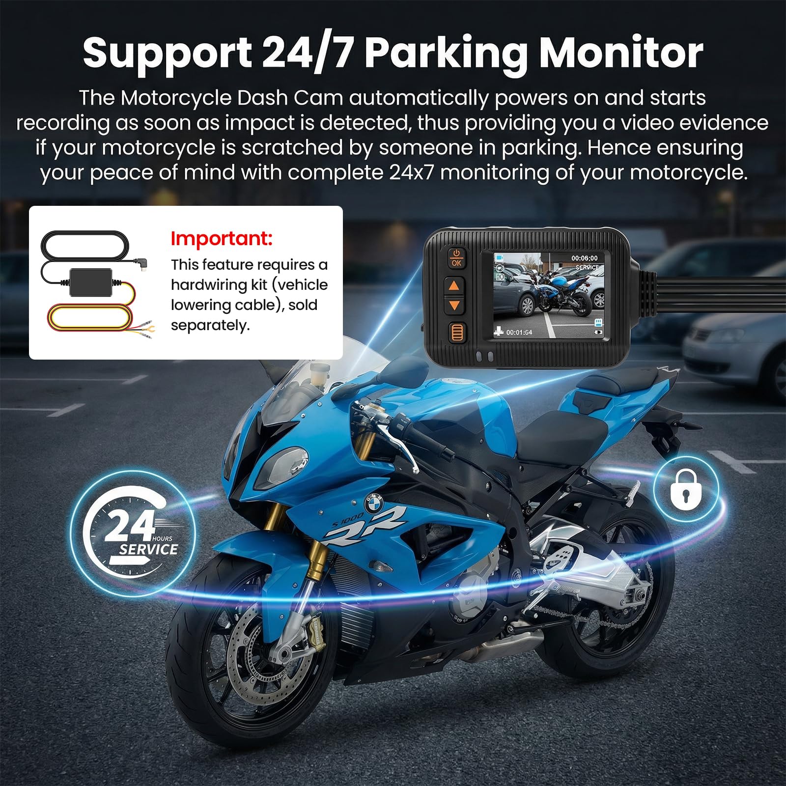 SIXTOP HDR Motorrad-Dashcam (vorne und hinten), 2 Zoll Dual Objektiv Motorrad Dashcam, IP67-Motorradkamera mit Loop-Aufnahme, G-Sensor, Parkmodus, Weitwinkel, Nachtsicht, kabelgebundene Steuerung