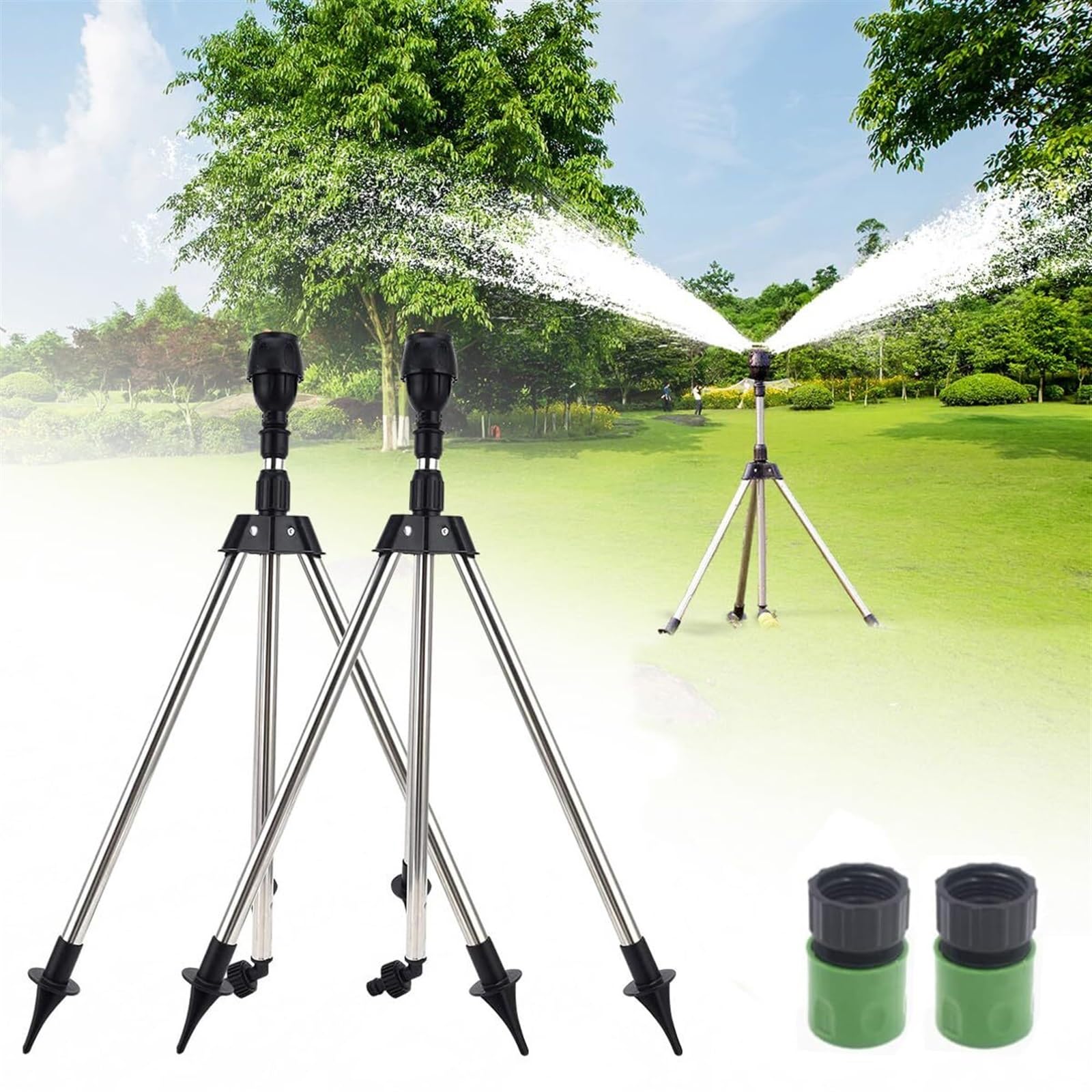 Aspersor de trípode giratorio Aspersor De Trípode Giratorio, Aspersores De Riego Giratorios Automáticos De 360 ​​​​Grados, Aspersor De Trípode Telescópico for Áreas Grandes, Patio, Jardín, Césped, Sis